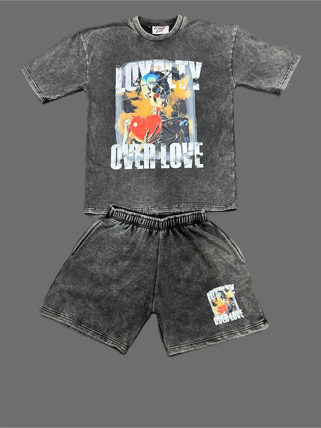 Acid Wash “ Oversized” Graphic Tee set